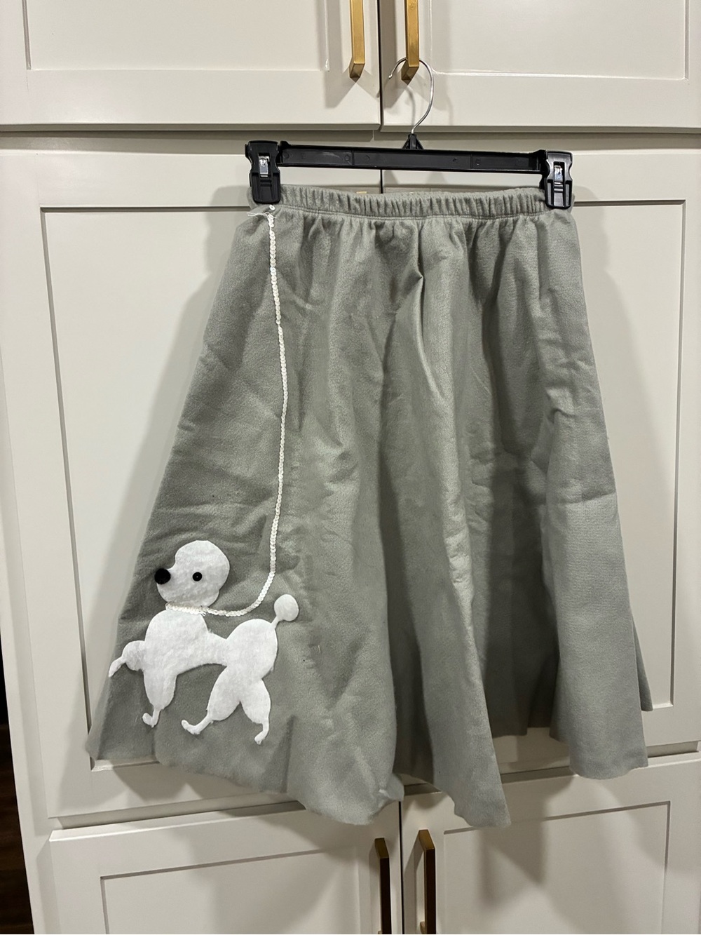 Gray with White Poodle skirt felt Appliqué - Skirt 50s